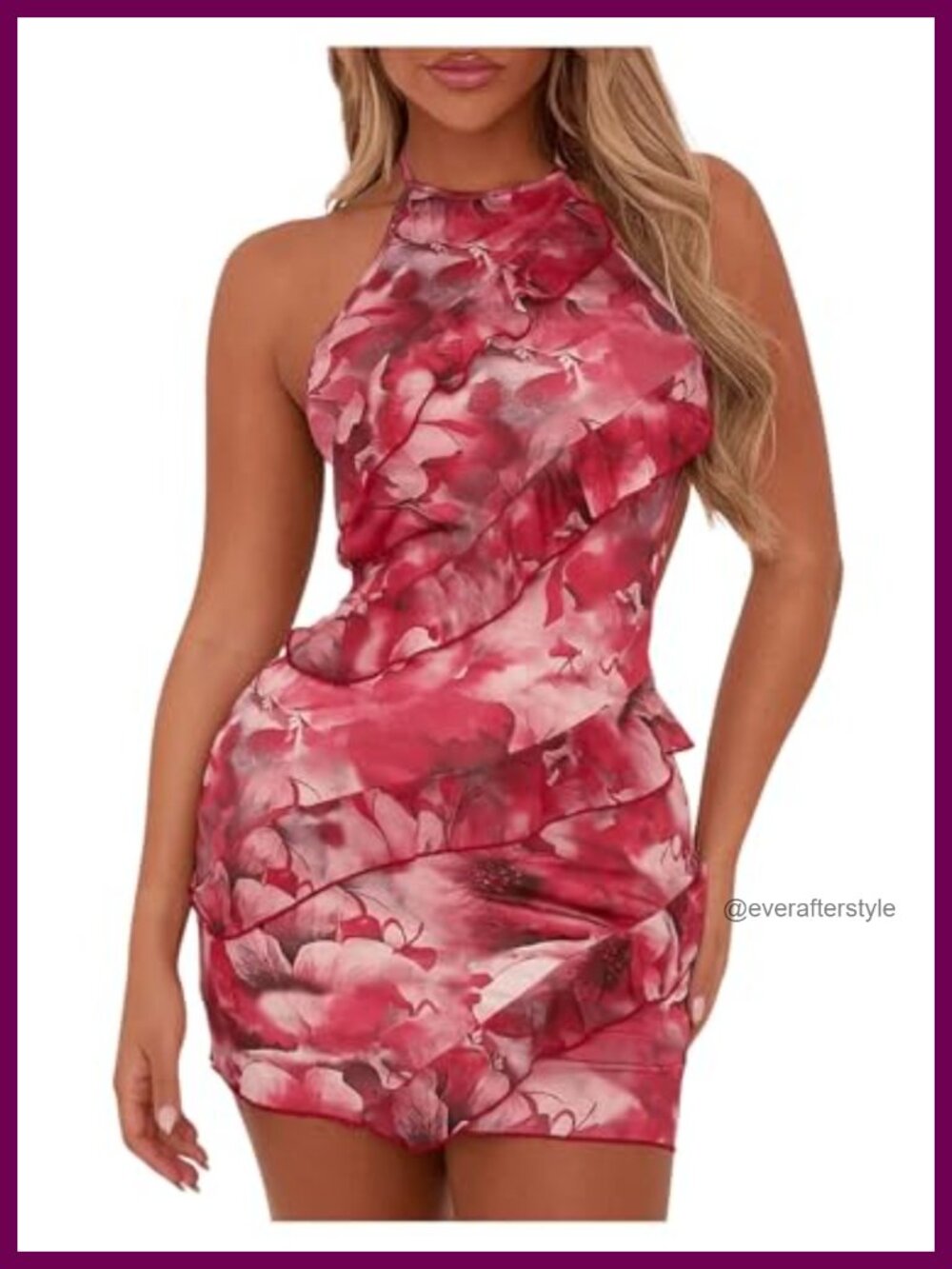 Milumia Ruffle Bodycon Mini Dress Tie Backless Halter Sleeveless